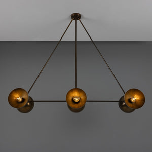 Eclipse Brass Dome Chandelier, Six-Light - View 3