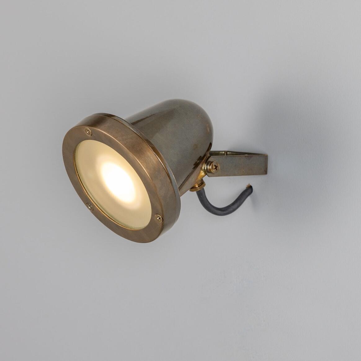 Thames Adjustable Outdoor Brass Spotlight 10.5cm IP64 -  Wear and Tear