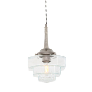 Novato Pendant with Hexagonal Stepped Glass Shade - View 5