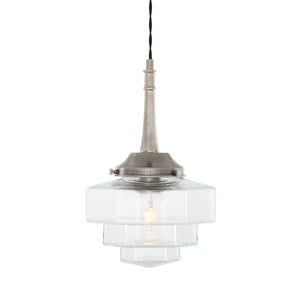 Novato Pendant with Hexagonal Stepped Glass Shade - View 6