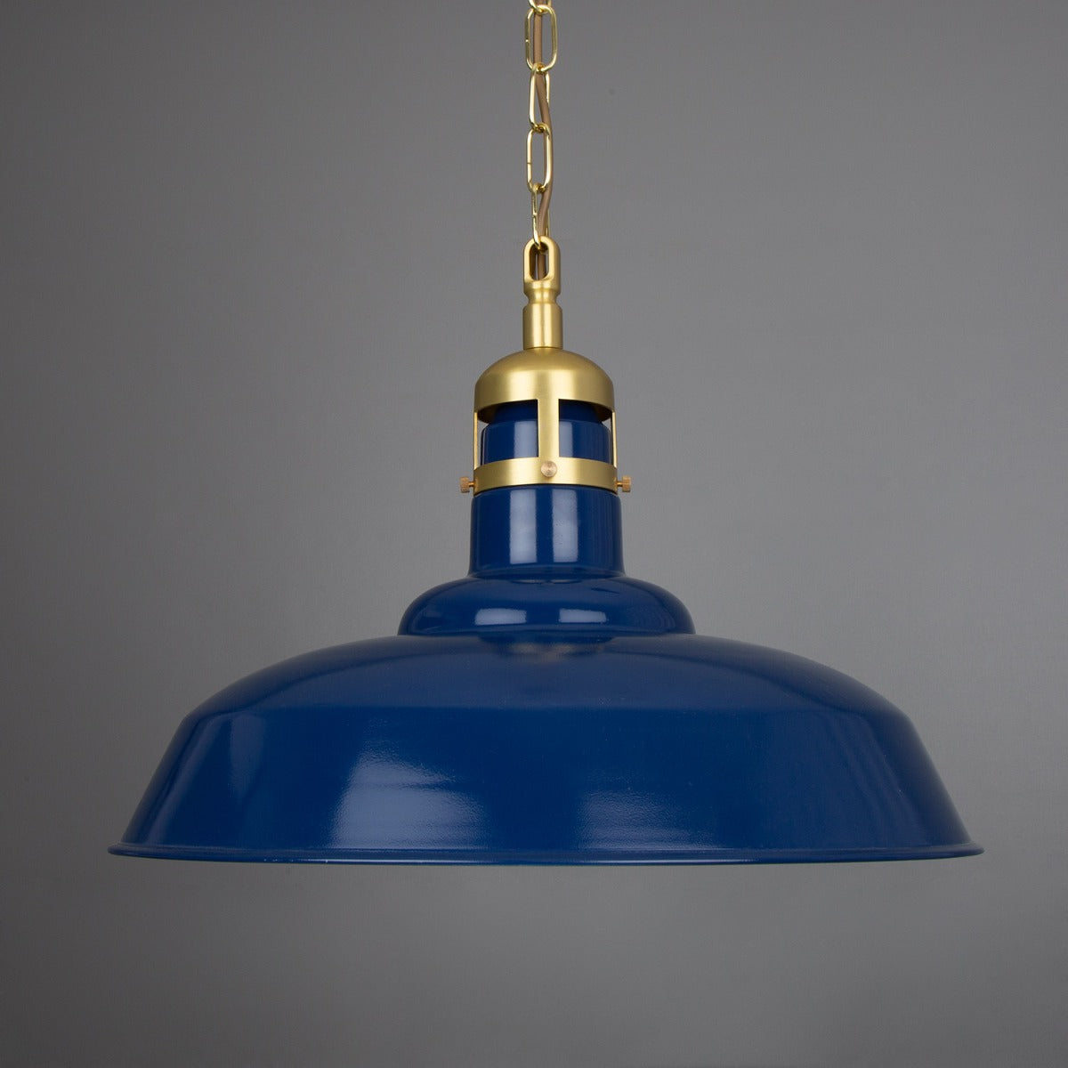 Matlock Large Vintage Factory Brass Pendant Light 50cm - View 2