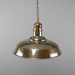 Matlock Large Vintage Factory Brass Pendant Light 50cm - View 7