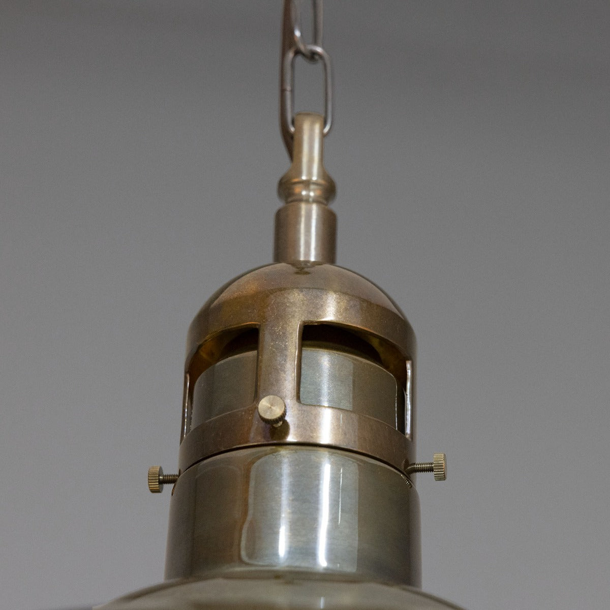 Matlock Large Vintage Factory Brass Pendant Light 50cm - View 10