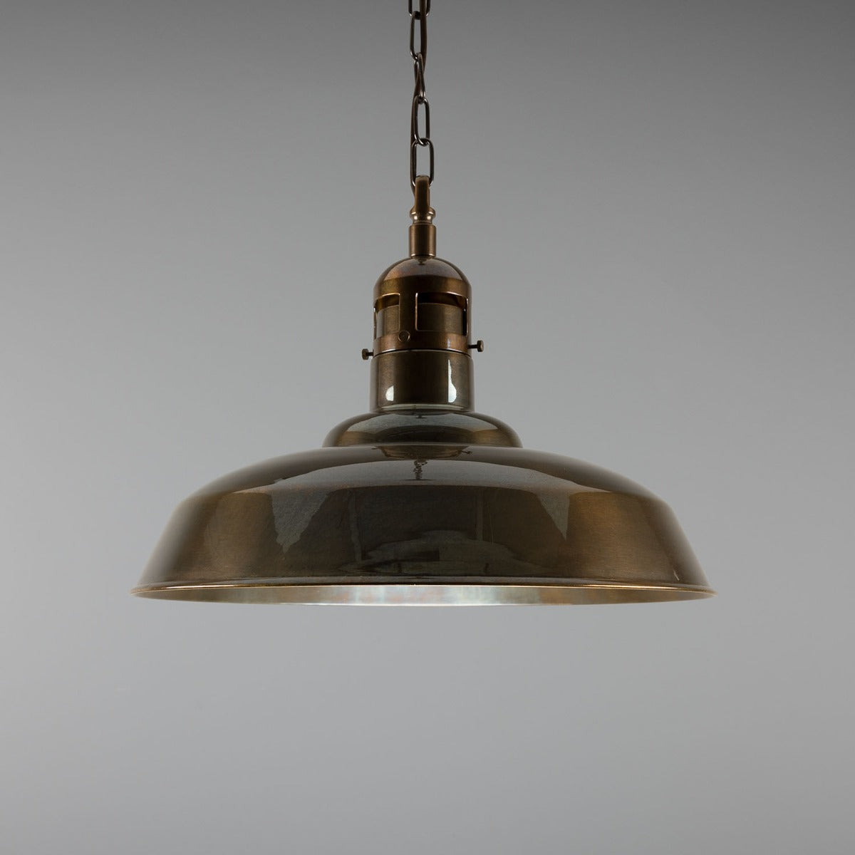 Matlock Large Vintage Factory Brass Pendant Light 50cm - View 6