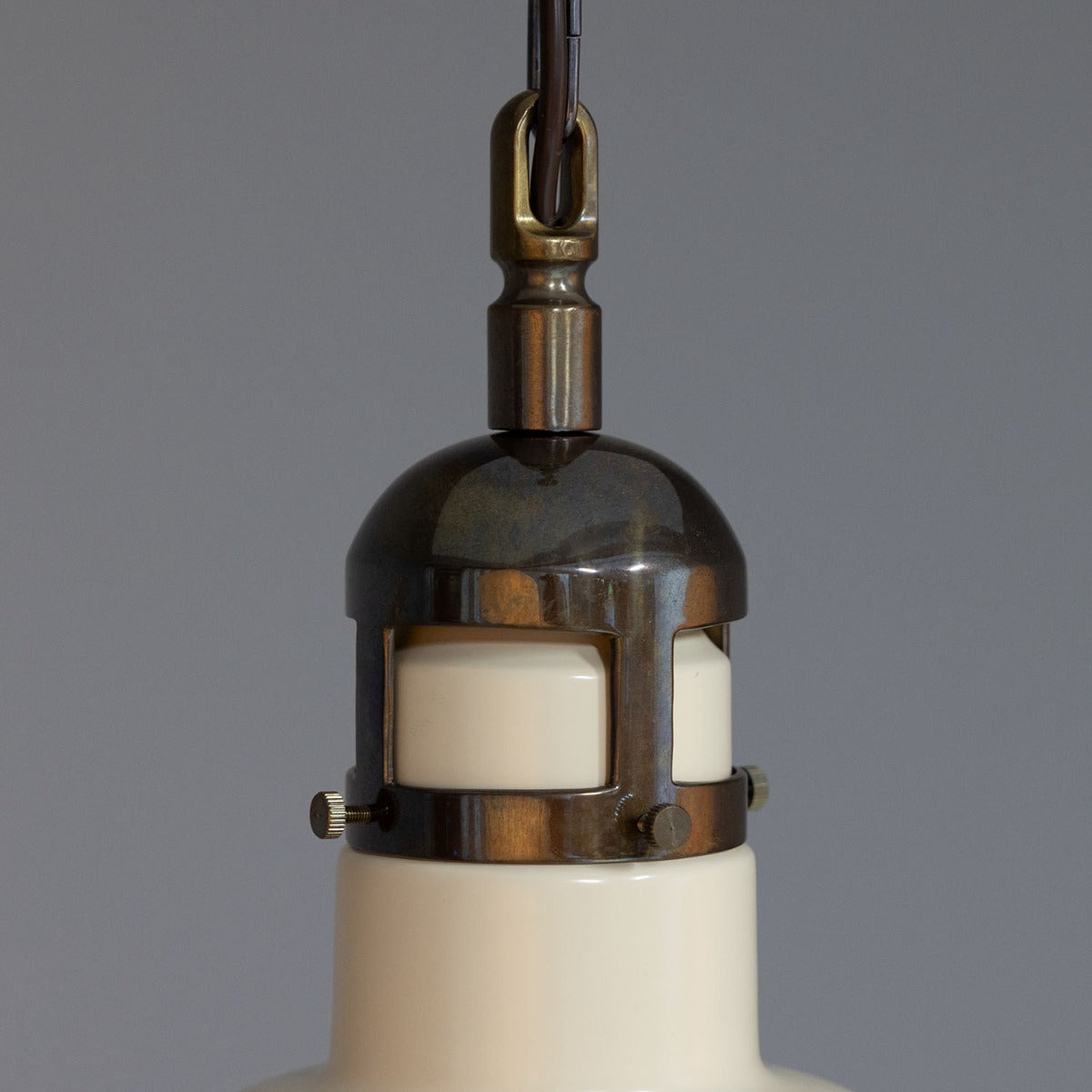 Matlock Large Vintage Factory Brass Pendant Light 50cm - View 31