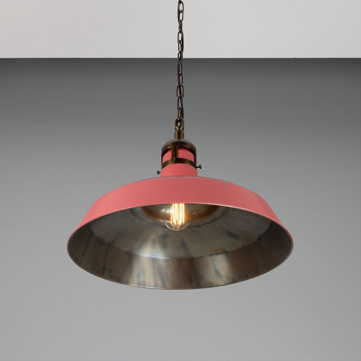 Matlock Large Vintage Factory Brass Pendant Light 50cm - View 13