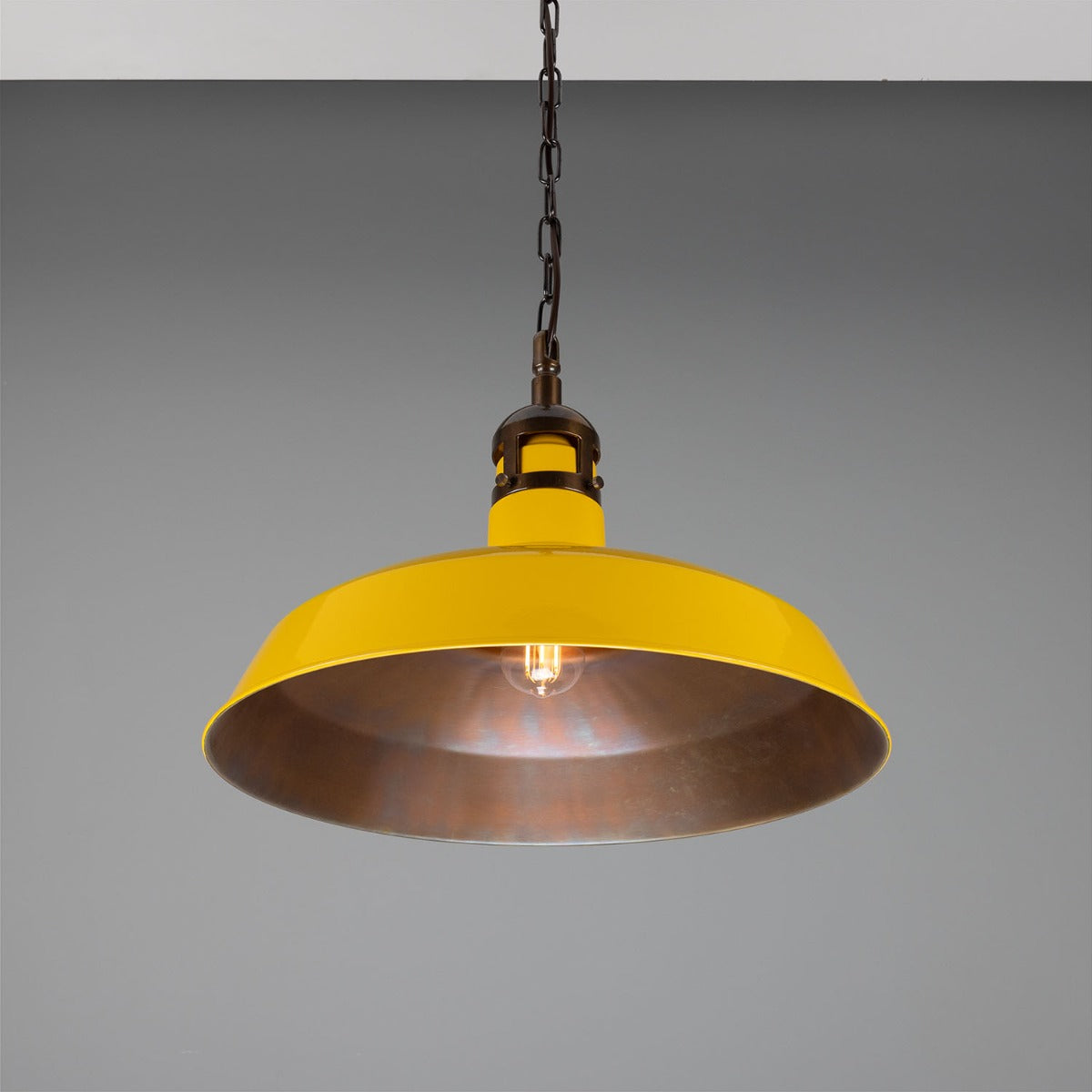 Matlock Large Vintage Factory Brass Pendant Light 50cm - View 19