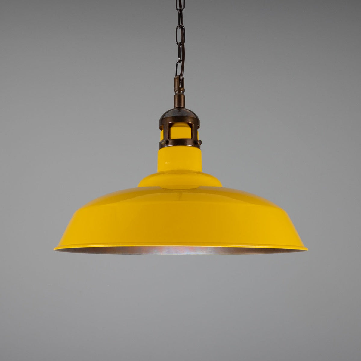 Matlock Large Vintage Factory Brass Pendant Light 50cm - View 17