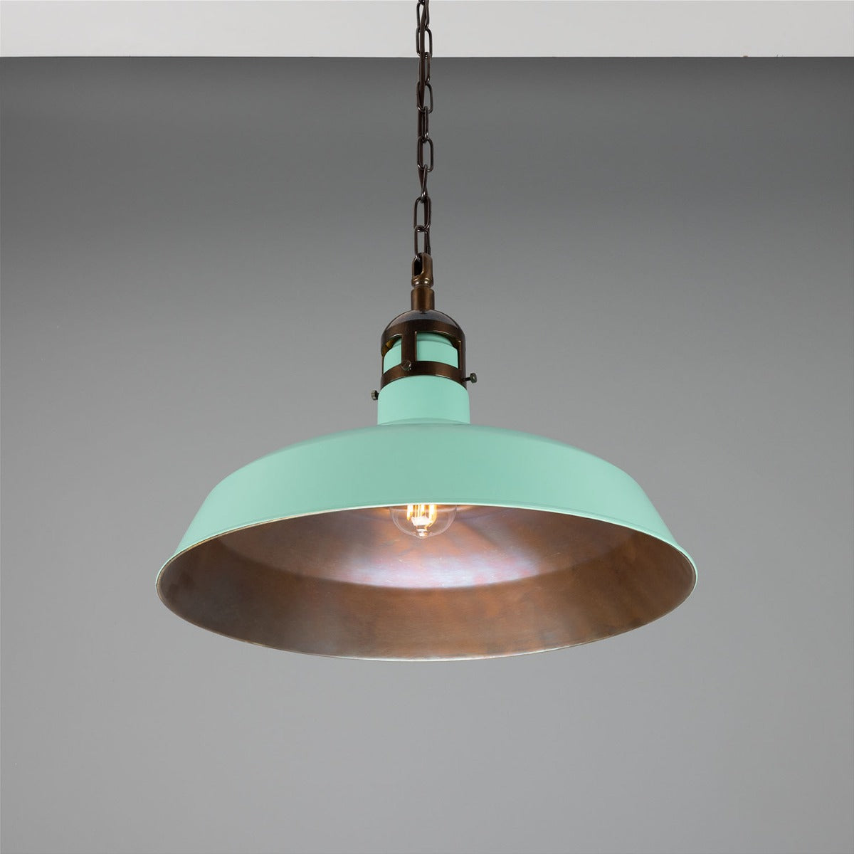 Matlock Large Vintage Factory Brass Pendant Light 50cm - View 24