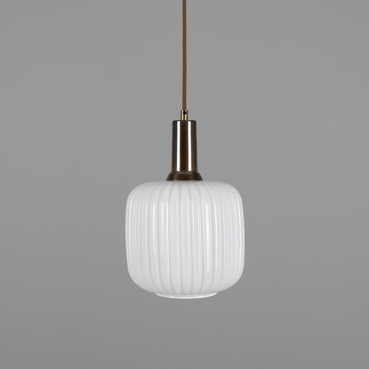 Nahla Reeded Glass and Brass Pendant Clear or Opal 20cm IP20 - View 6
