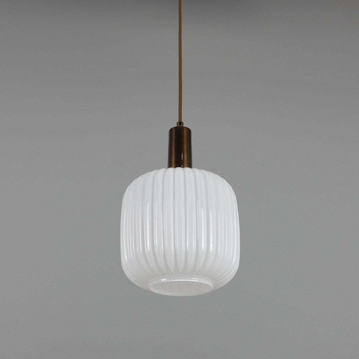 Nahla Reeded Glass and Brass Pendant Clear or Opal 20cm IP20 - View 8