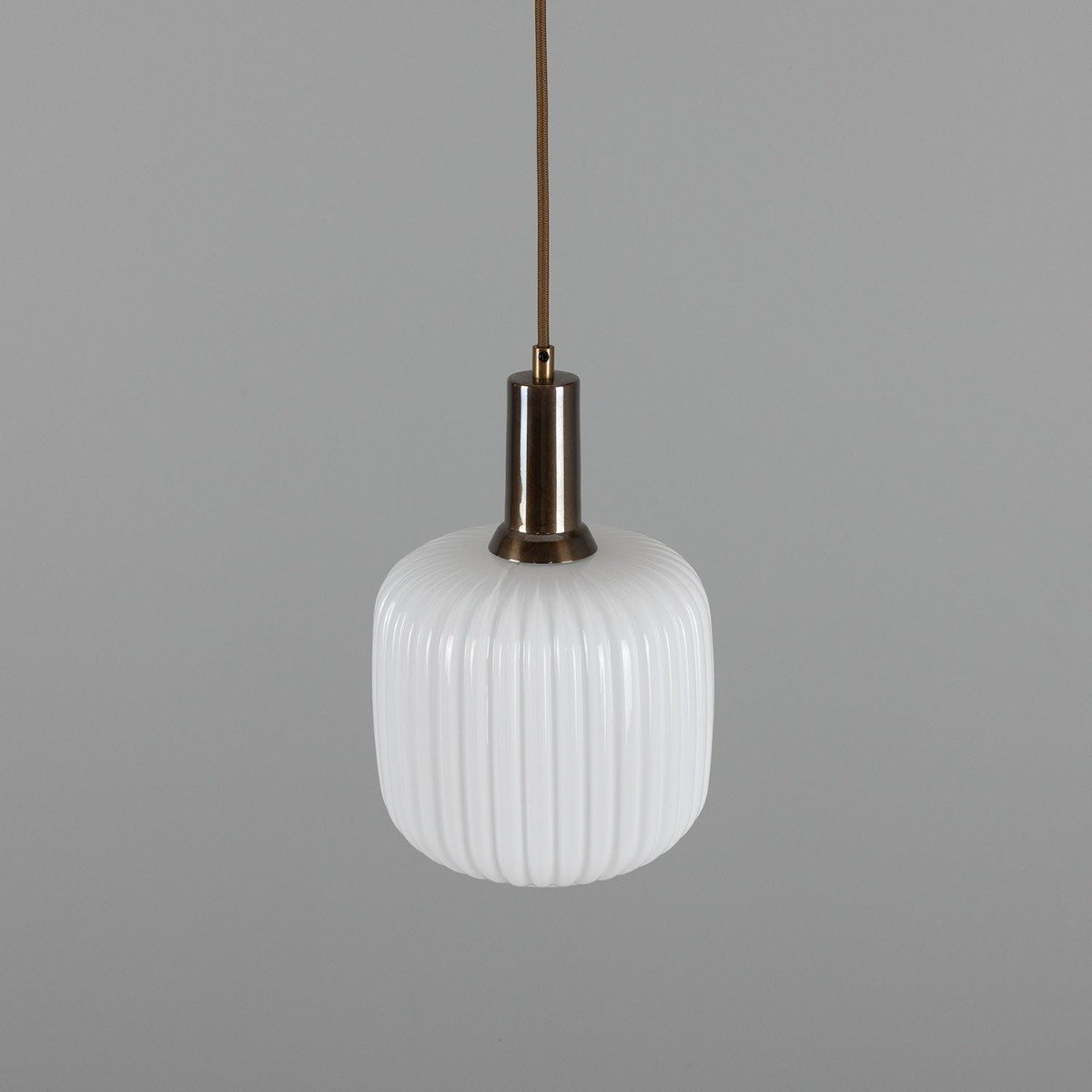 Nahla Reeded Glass and Brass Pendant Clear or Opal 20cm IP20 - View 9