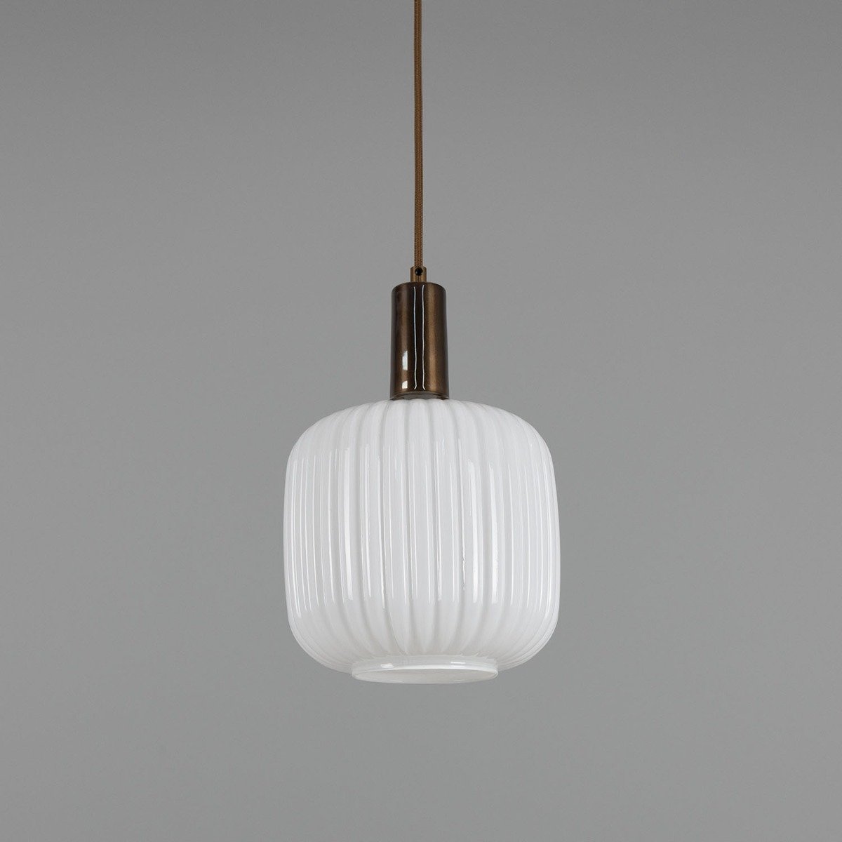 Nahla Reeded Glass and Brass Pendant Clear or Opal 20cm IP20 - View 7