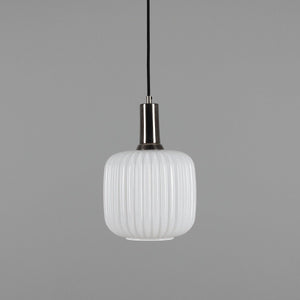 Nahla Reeded Glass and Brass Pendant Clear or Opal 20cm IP20 - View 11