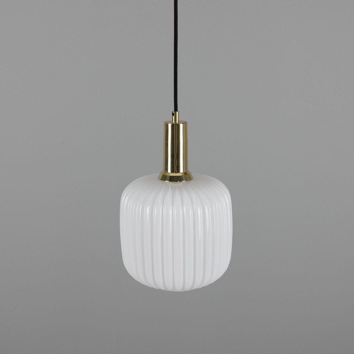 Nahla Reeded Glass and Brass Pendant Clear or Opal 20cm IP20 - View 19