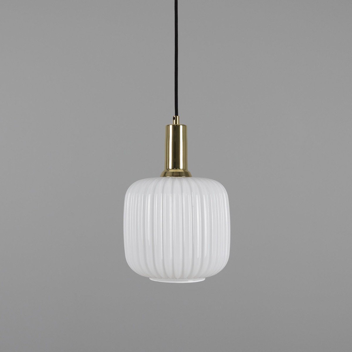 Nahla Reeded Glass and Brass Pendant Clear or Opal 20cm IP20 - View 16