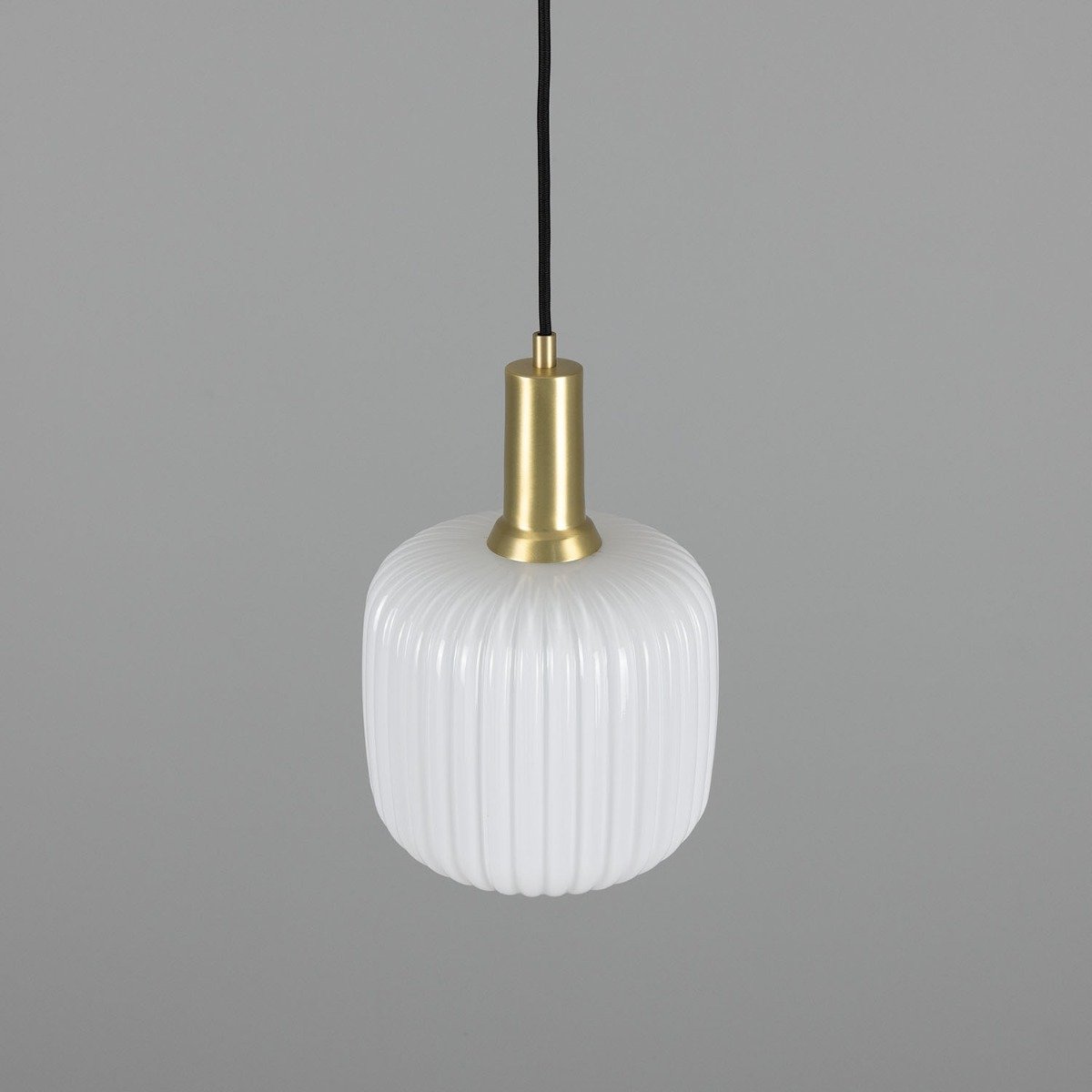 Nahla Reeded Glass and Brass Pendant Clear or Opal 20cm IP20 - View 4