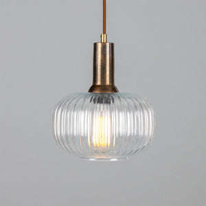 Nehir Reeded Glass and Brass Pendant 20cm - View 5