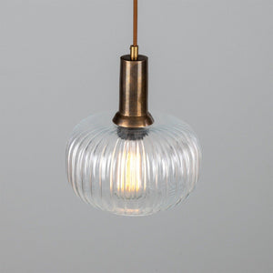 Nehir Reeded Glass and Brass Pendant 20cm - View 6