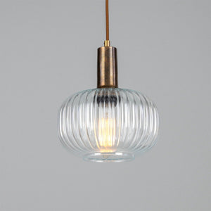 Nehir Reeded Glass and Brass Pendant 20cm - View 7
