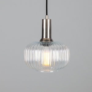 Nehir Reeded Glass and Brass Pendant 20cm - View 9