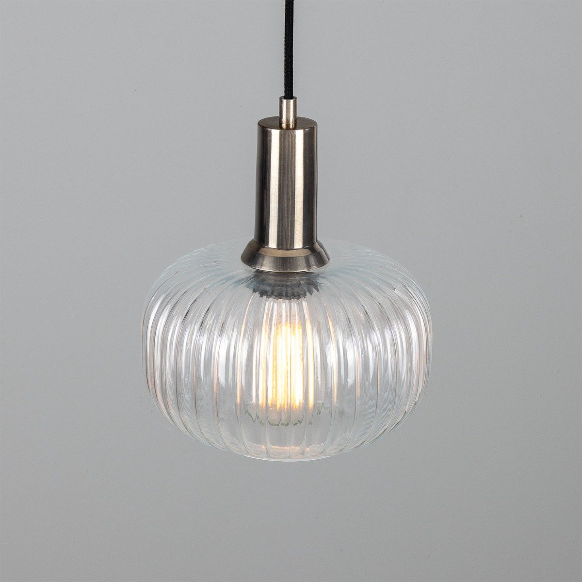 Nehir Reeded Glass and Brass Pendant 20cm - View 10