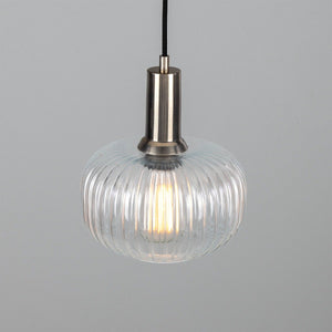 Nehir Reeded Glass and Brass Pendant 20cm - View 10