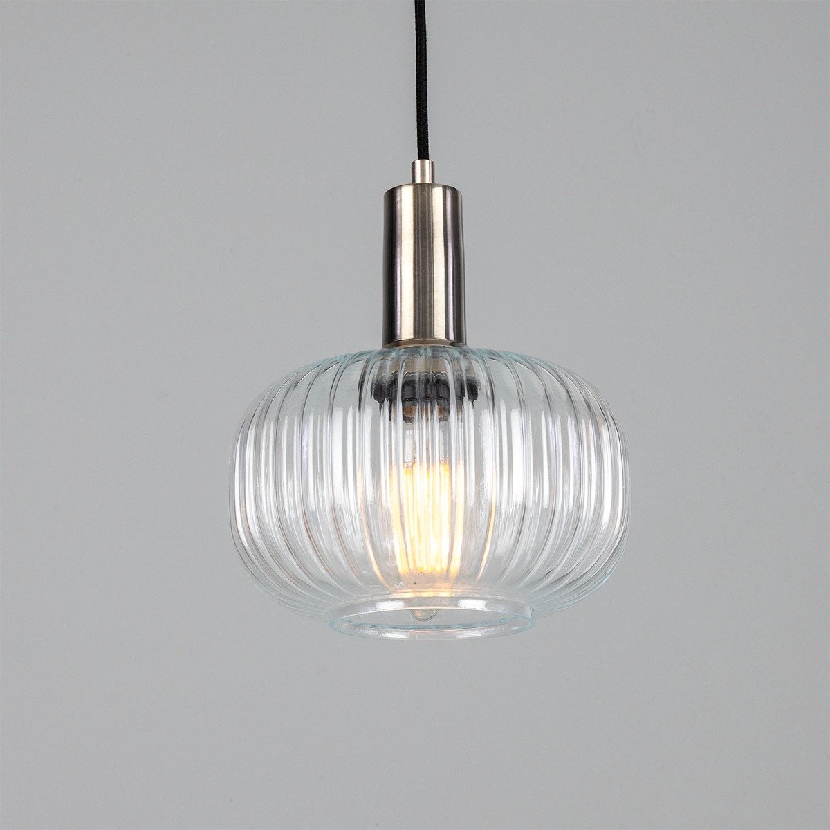 Nehir Reeded Glass and Brass Pendant 20cm - View 11