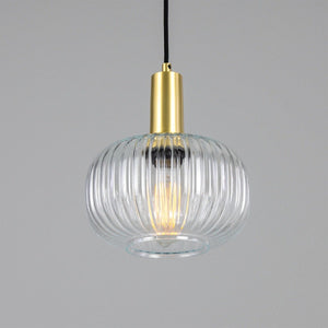 Nehir Reeded Glass and Brass Pendant 20cm - View 15