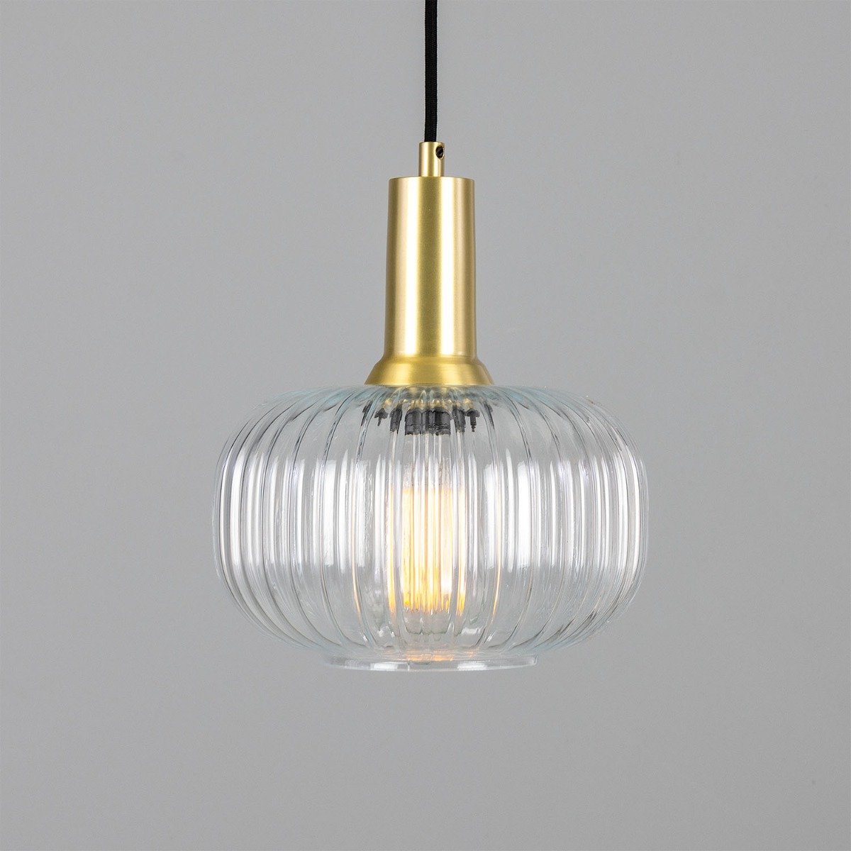 Nehir Reeded Glass and Brass Pendant 20cm - View 13