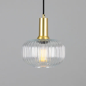 Nehir Reeded Glass and Brass Pendant 20cm - View 13