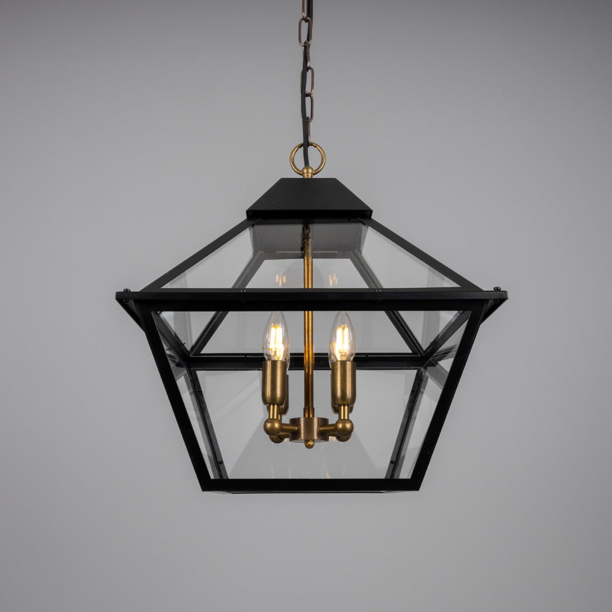 Bilbao Tapered Hanging Brass Pendant Lantern 43cm IP20 - Main View