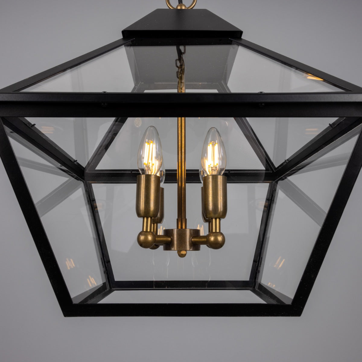 Bilbao Tapered Hanging Brass Pendant Lantern 43cm IP20 - View 5