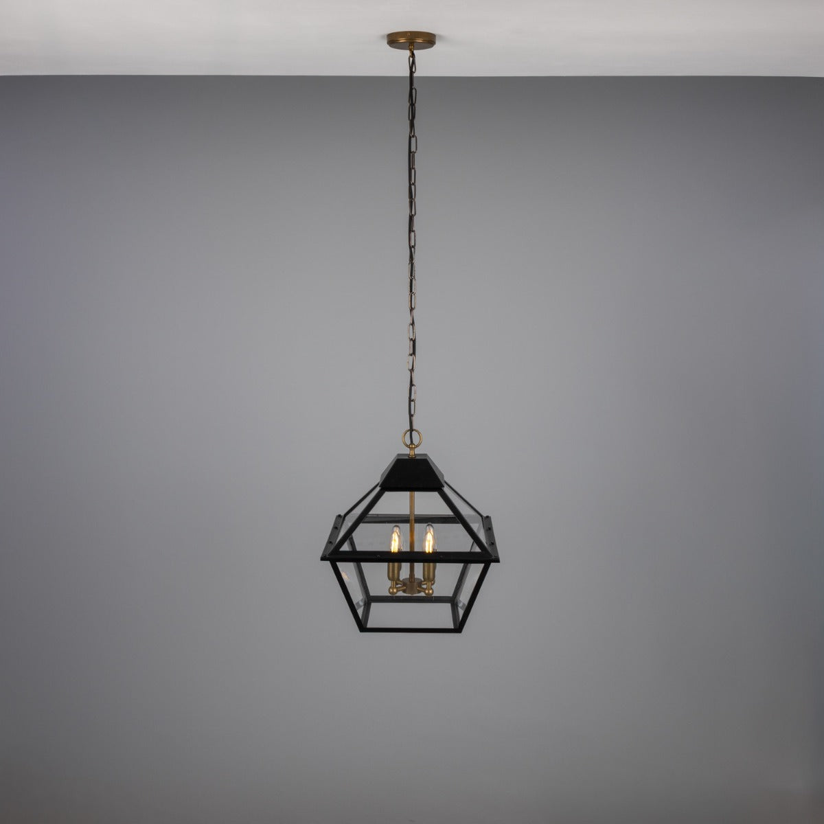 Bilbao Tapered Hanging Brass Pendant Lantern 43cm IP20 - View 6