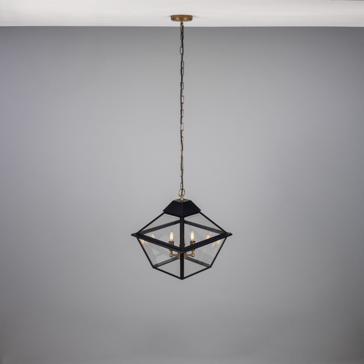 Bilbao Tapered Hanging Brass Pendant Lantern 43cm IP20 - View 7