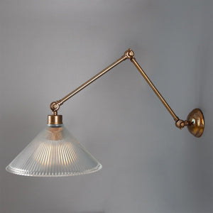 Rebell Adjustable Arm Wall Light with Prismatic Glass Shade - View 9