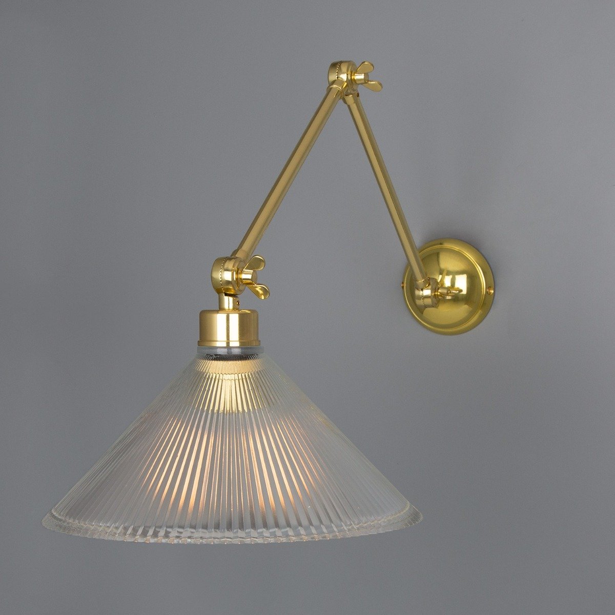 Rebell Adjustable Arm Wall Light with Prismatic Glass Shade - Main View