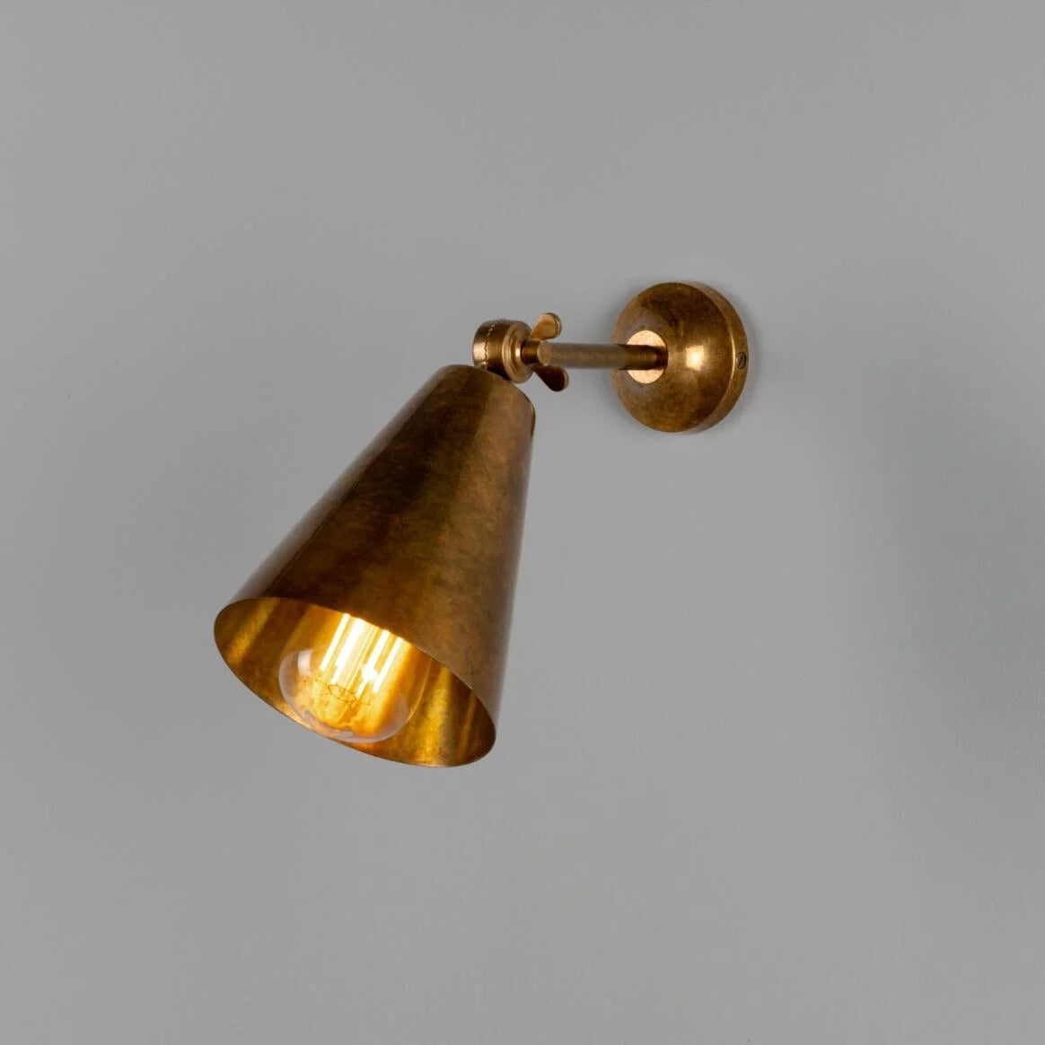 Moya Adjustable Brass Cone Wall Light 22cm IP20 - Subtle Wear