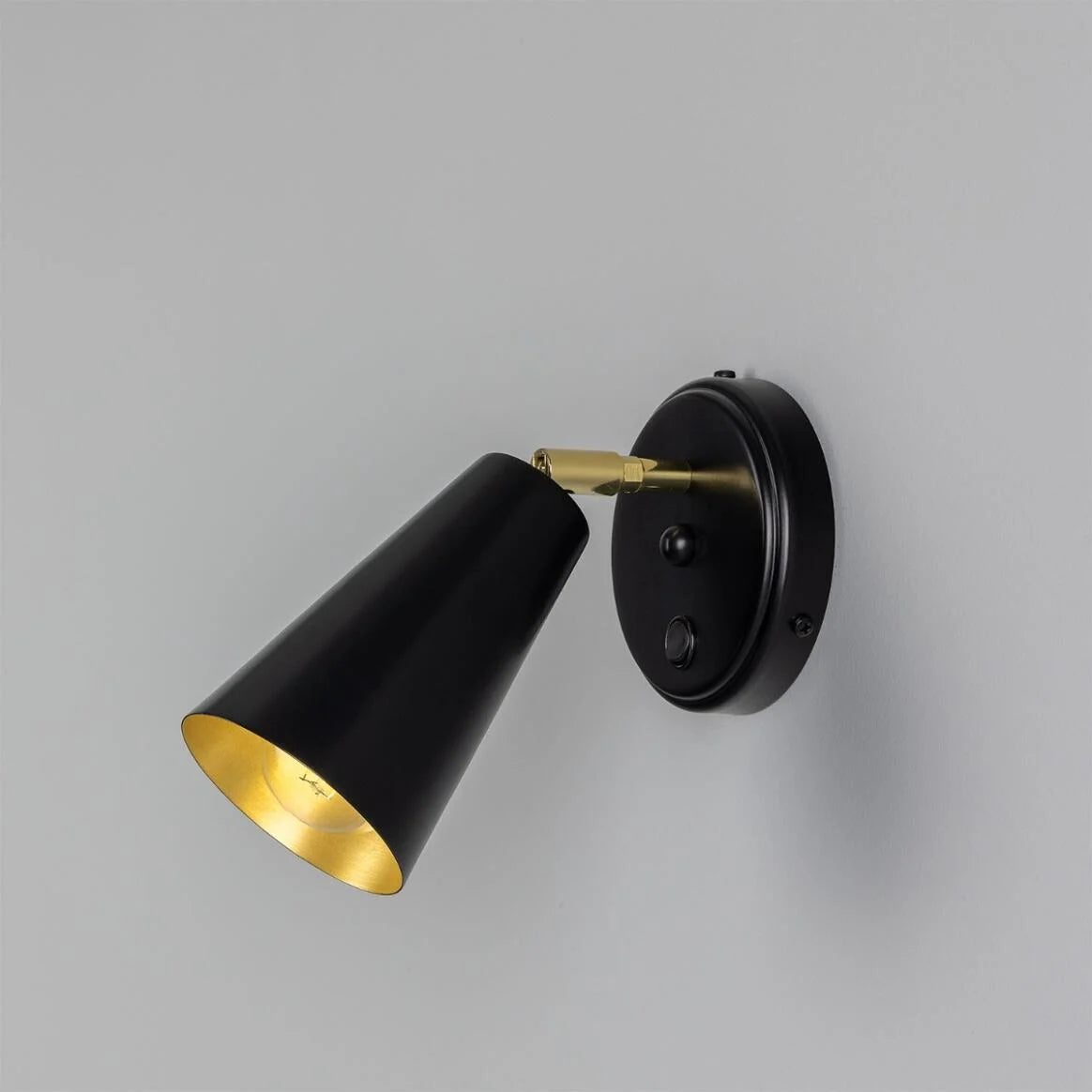 Cashel Adjustable Brass Cone Wall Light with Switch 15cm IP20 - Subtle Wear