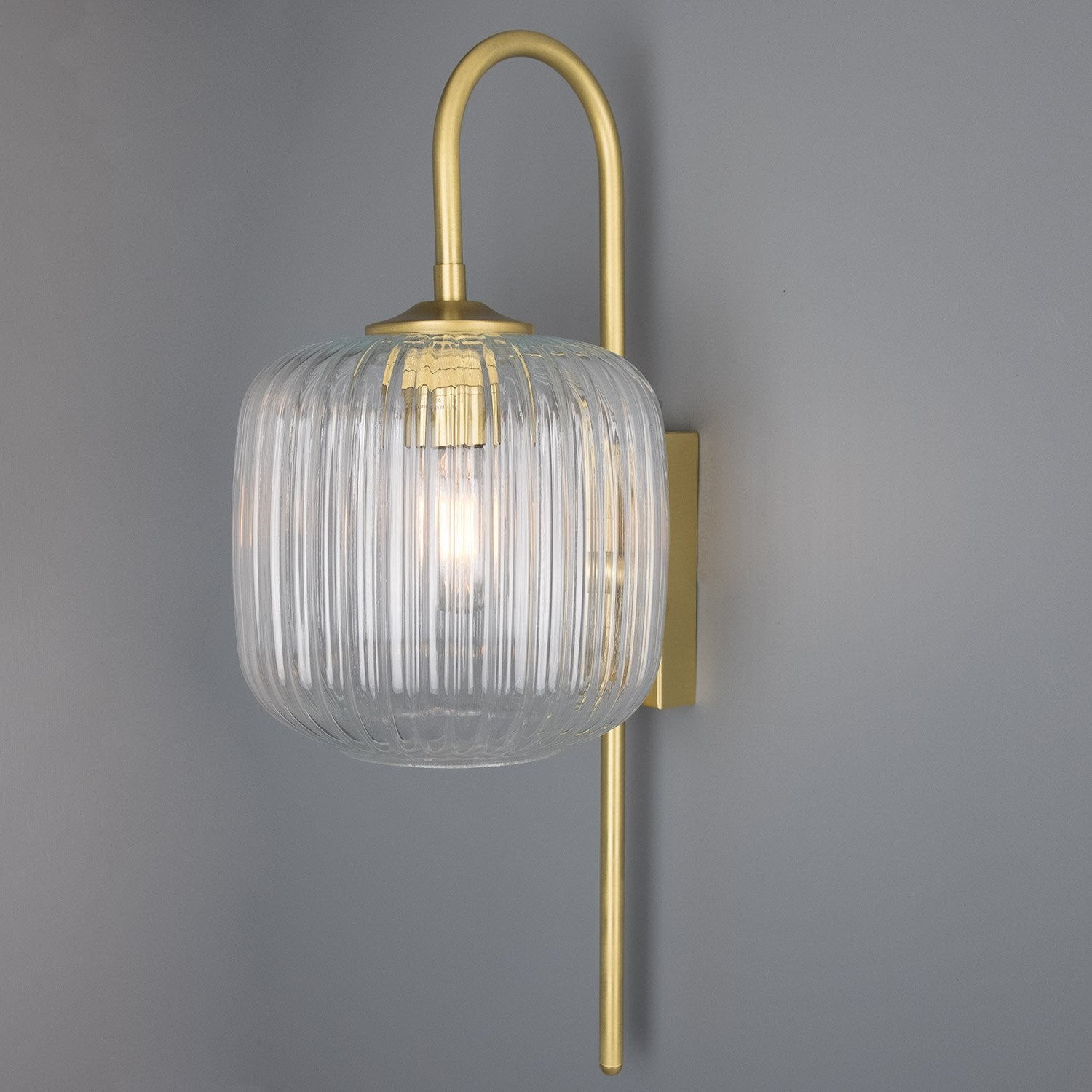 Astoria Reeded Glass and Brass Wall Light - Main View
