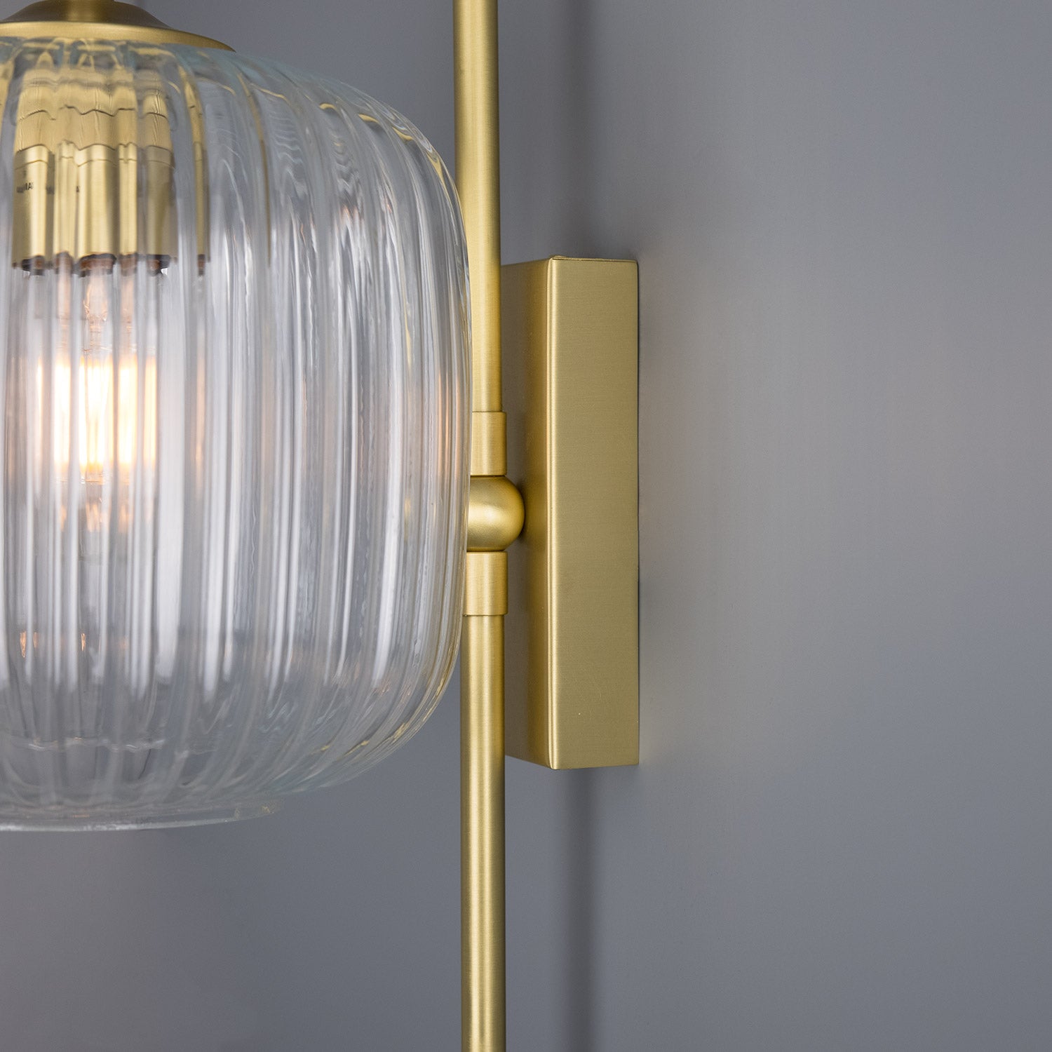 Astoria Reeded Glass and Brass Wall Light - View 4