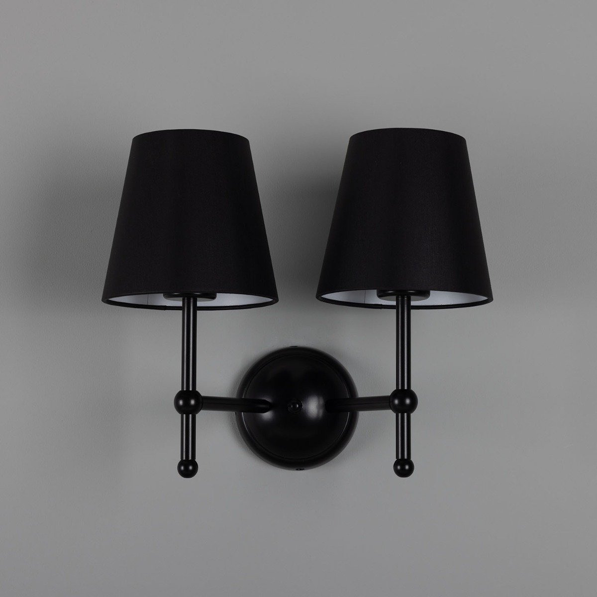 Bursa Modern Brass Double Wall Light with Fabric Shades - View 20