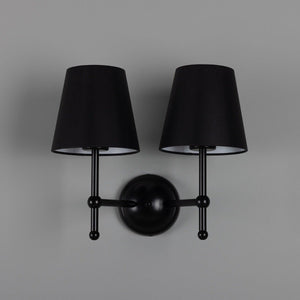 Bursa Modern Brass Double Wall Light with Fabric Shades - View 20