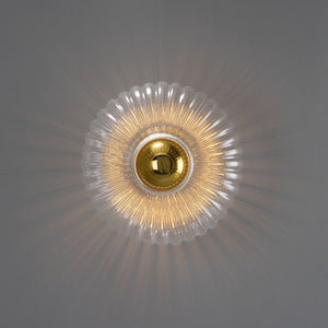Neith Oval Reeded Glass and Brass Wall Light 30cm - View 3