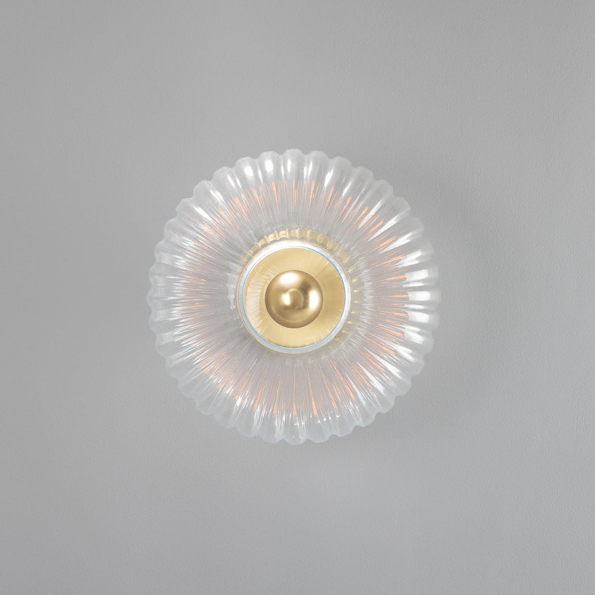 Neith Oval Reeded Glass and Brass Wall Light 30cm - View 6