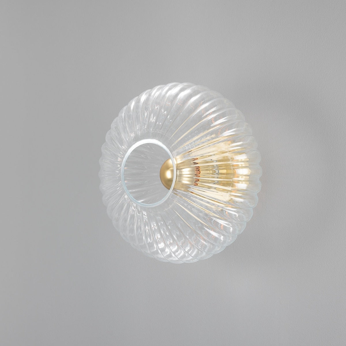 Neith Oval Reeded Glass and Brass Wall Light 30cm - View 7