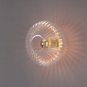 Neith Oval Reeded Glass and Brass Wall Light 30cm - View 9