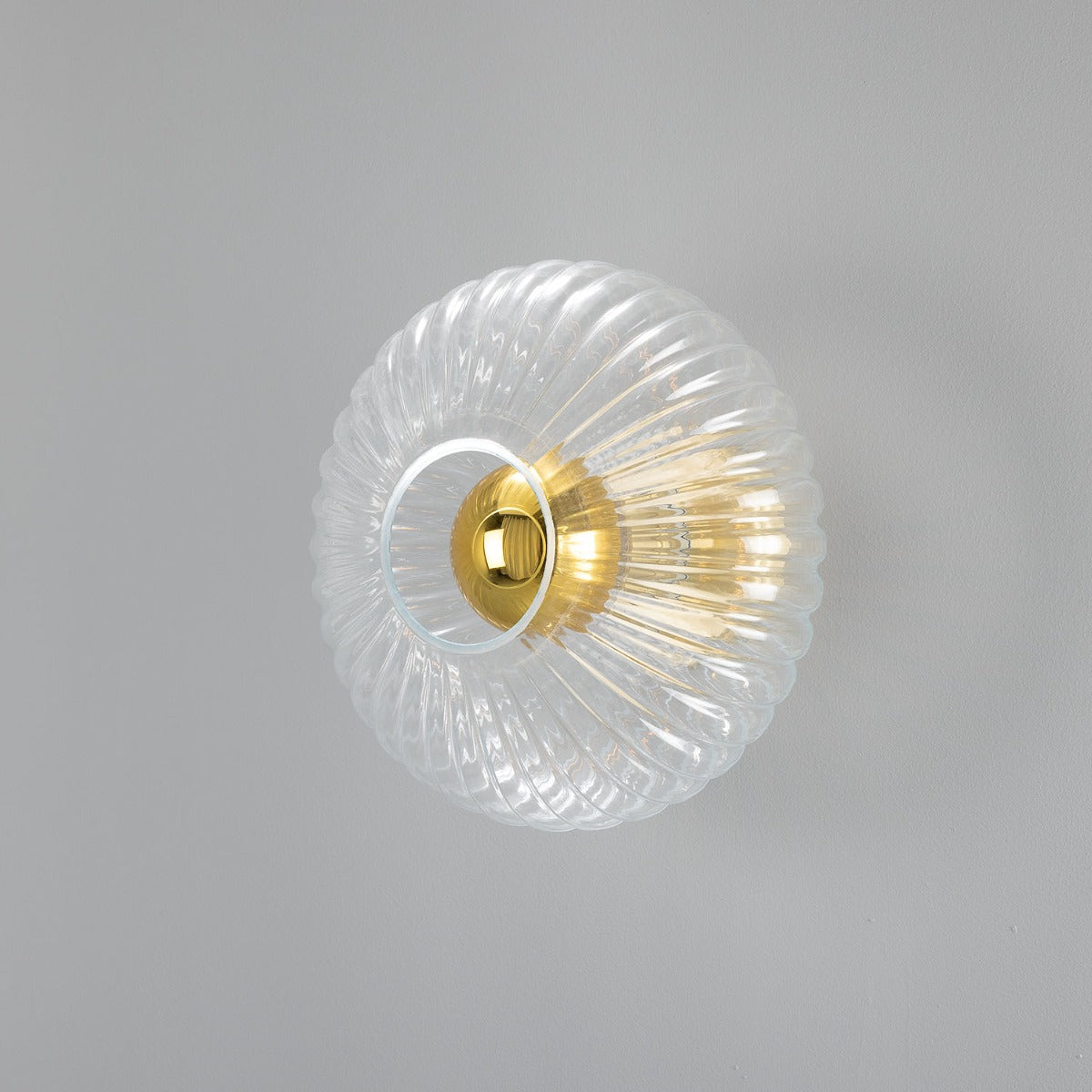 Neith Oval Reeded Glass and Brass Wall Light 30cm - View 12