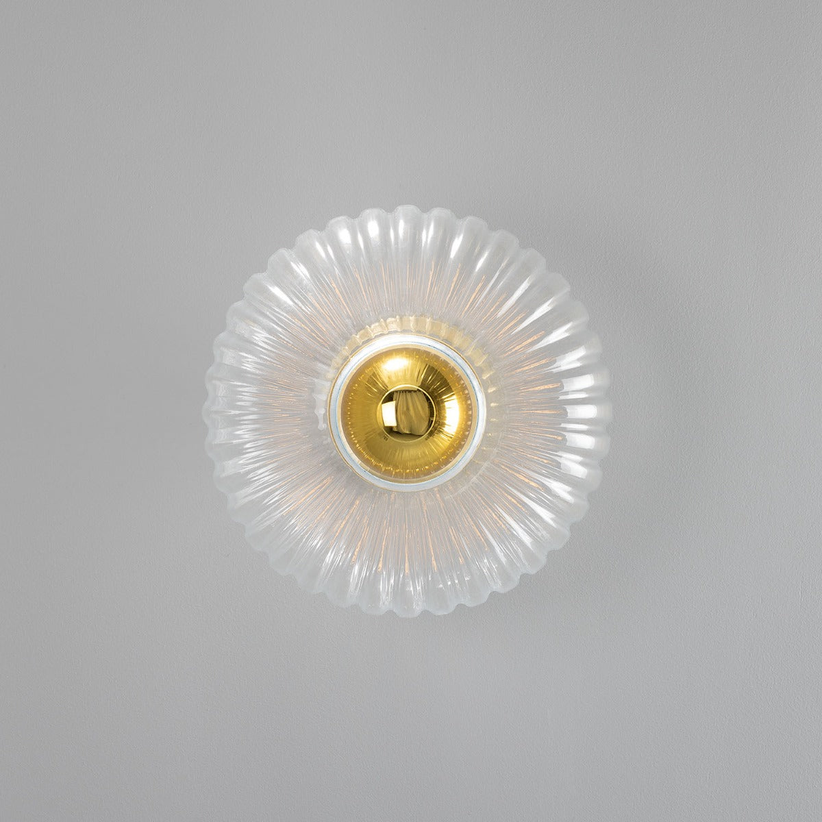Neith Oval Reeded Glass and Brass Wall Light 30cm - View 2