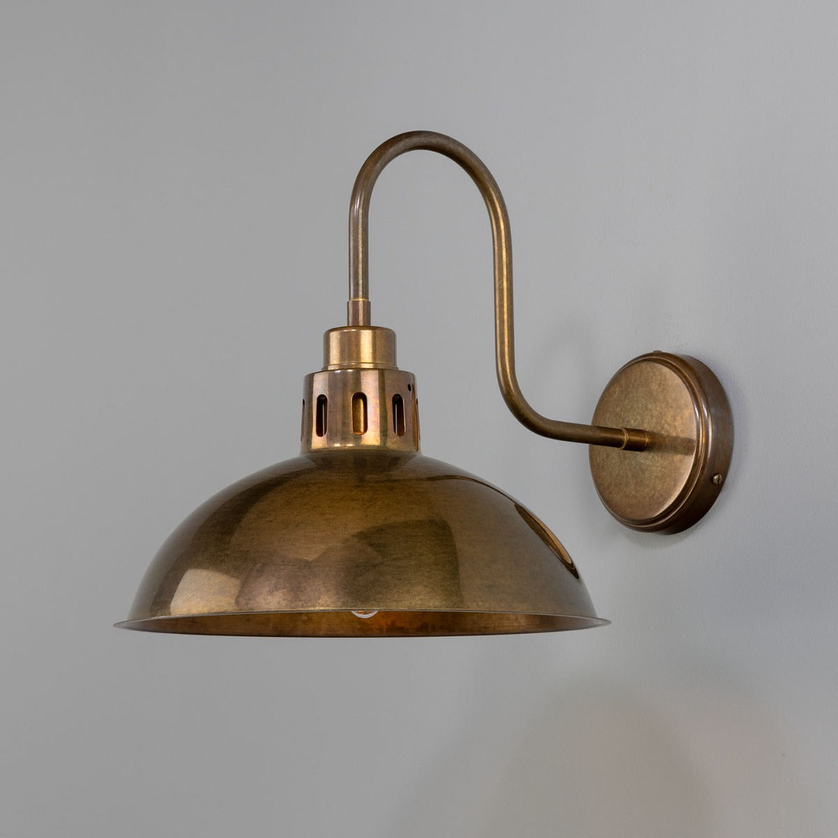 Paris Industrial Brass Swan Neck Wall Light 30cm - Main View